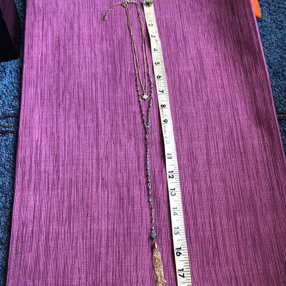 Double Strand Turquoise/Gold Double Strand Necklace - Picture 7 of 8